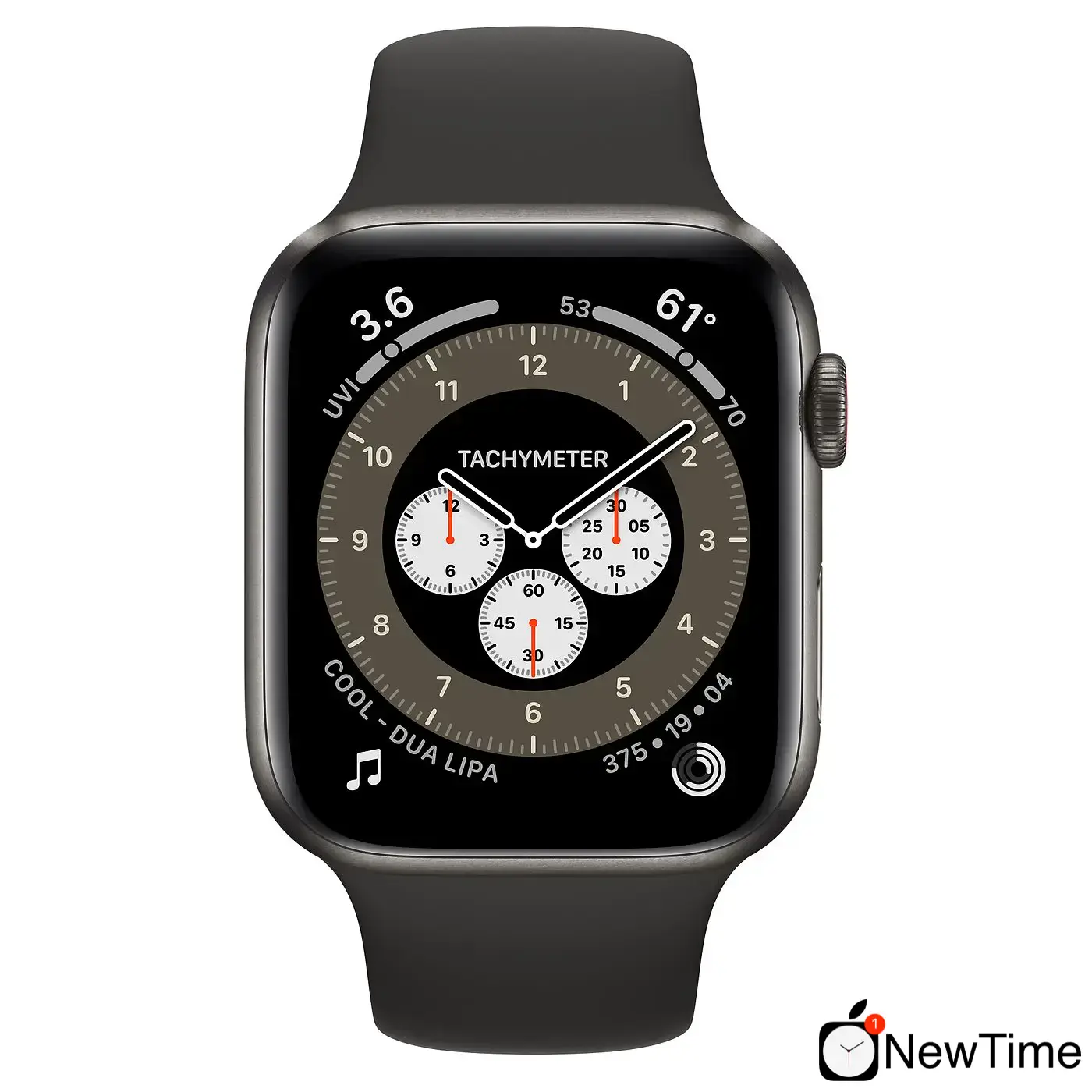 Apple Watch Edition Series 6 GPS + Cellular 44mm Space Black Titanium Case with M/L Dark Gray Sport Band (M0H13, M0GH3) + Black Sport Band Regular (MTPL2)